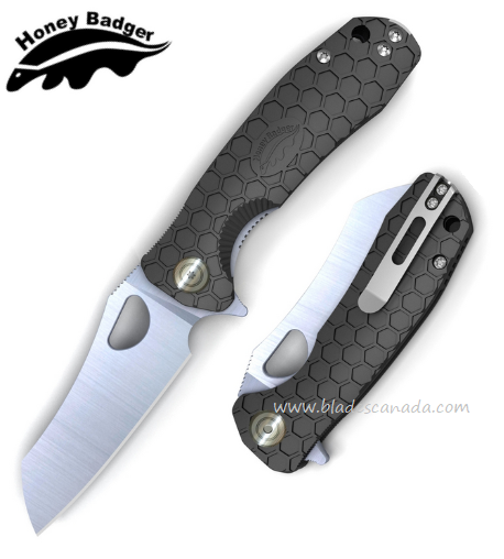 Honey Badger Med Wharncleaver Flipper Folding Knife, FRN Black, HB1038